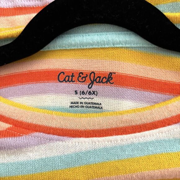 Cat & Jack Shirt Girls Small 6/6X Striped Long Sleeve Drawstring Pullover Top - Picture 6 of 6